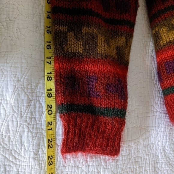 VINTAGE Eddie Bauer Mohair Blend Fair Isle Cardigan L eclectic Grandpa core - Picture 11 of 12